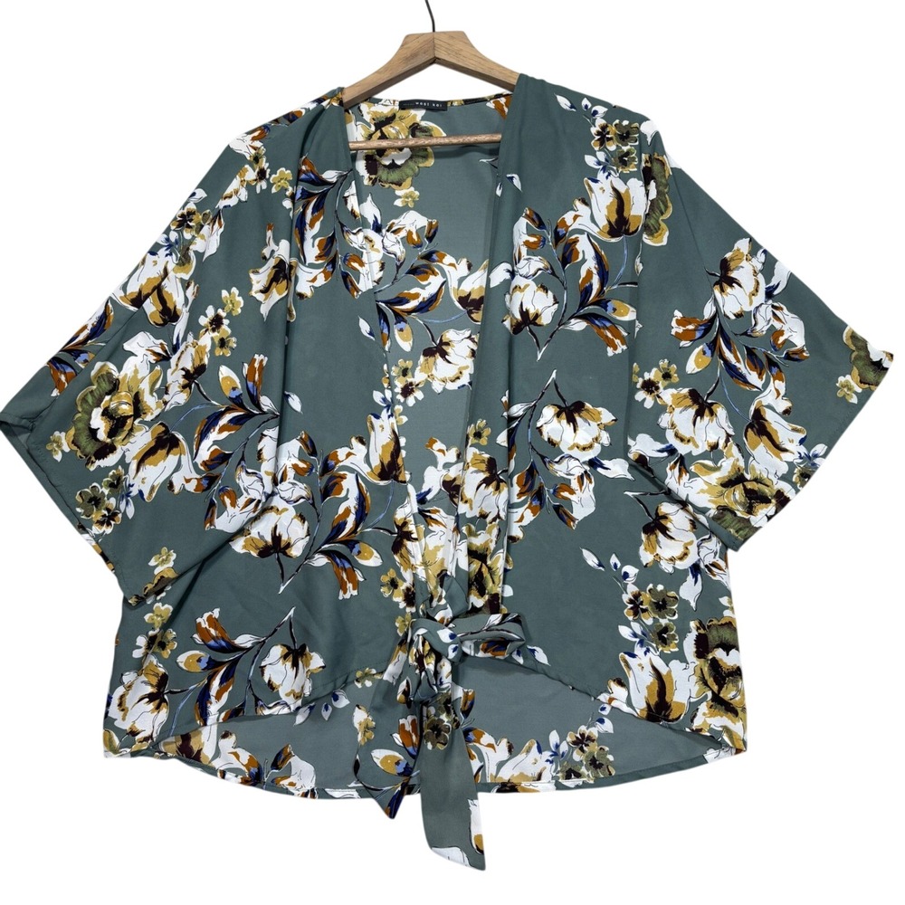 West Kei Kimono Womens M‎ Floral Tie Front Lightweight Woven